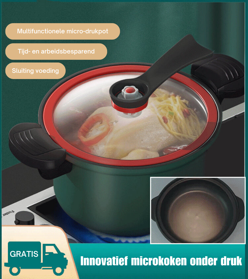 Snelkookpan met Anti-aanbaklaag – Gezond & Snel Koken – Snelkookfunctie & Langzaam Koken – Voedingsstoffen Behouden – 3,5L Capaciteit – Verkrijgbaar in Groen, Rood en Geel | Sansoti