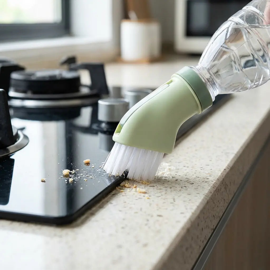 Voegenborstel met Wateraansluiting voor Keuken en Badkamer | Multifunctionele Schoonmaakborstel voor Tegels, Ramen en Douchegoten | Hygiënische Reinigingsborstel met Geïntegreerde Waterdoorvoer | Sansoti