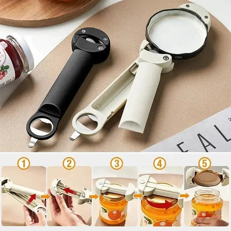 Magnetische Multifunctionele Blikopener met Verstelbare Grip en Ergonomisch Handvat voor Potten en Flessen | Sansoti