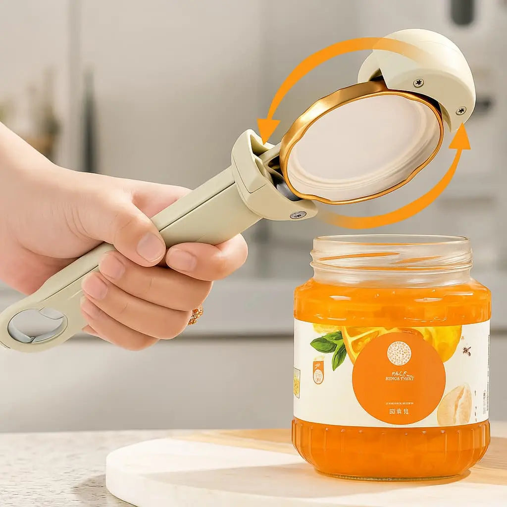 Magnetische Multifunctionele Blikopener met Verstelbare Grip en Ergonomisch Handvat voor Potten en Flessen | Sansoti
