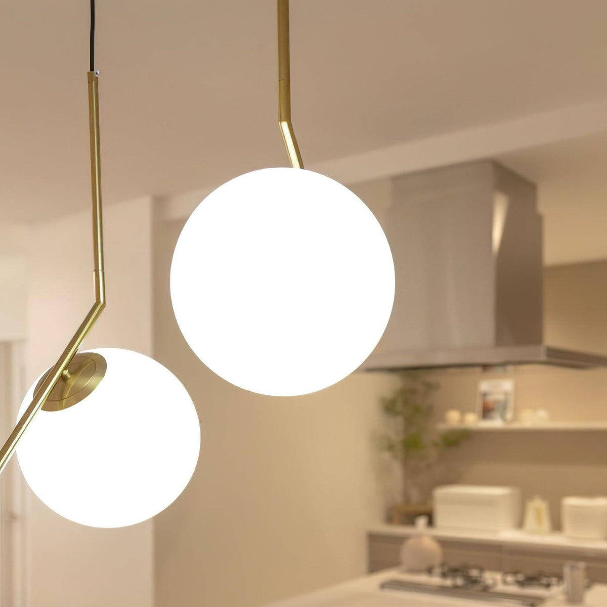 Glazen Hanglamp Messing Ø20cm Dimbaar Modern Design Eettafel Woonkamer Keuken Verlichting Elegant Sfeervol | Sansoti