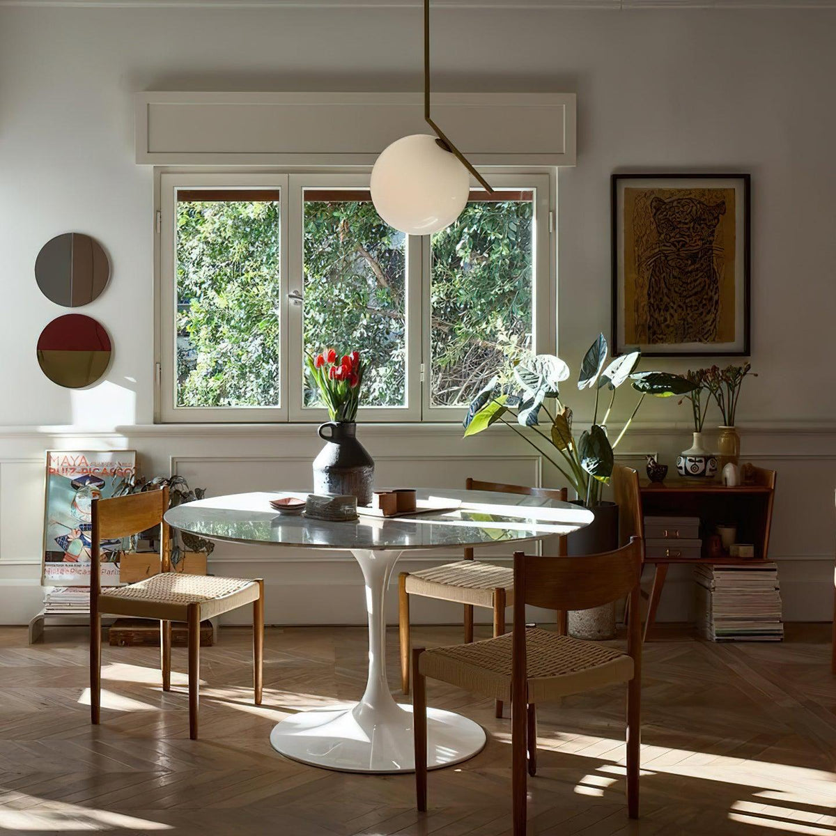Glazen Hanglamp Messing Ø20cm Dimbaar Modern Design Eettafel Woonkamer Keuken Verlichting Elegant Sfeervol | Sansoti