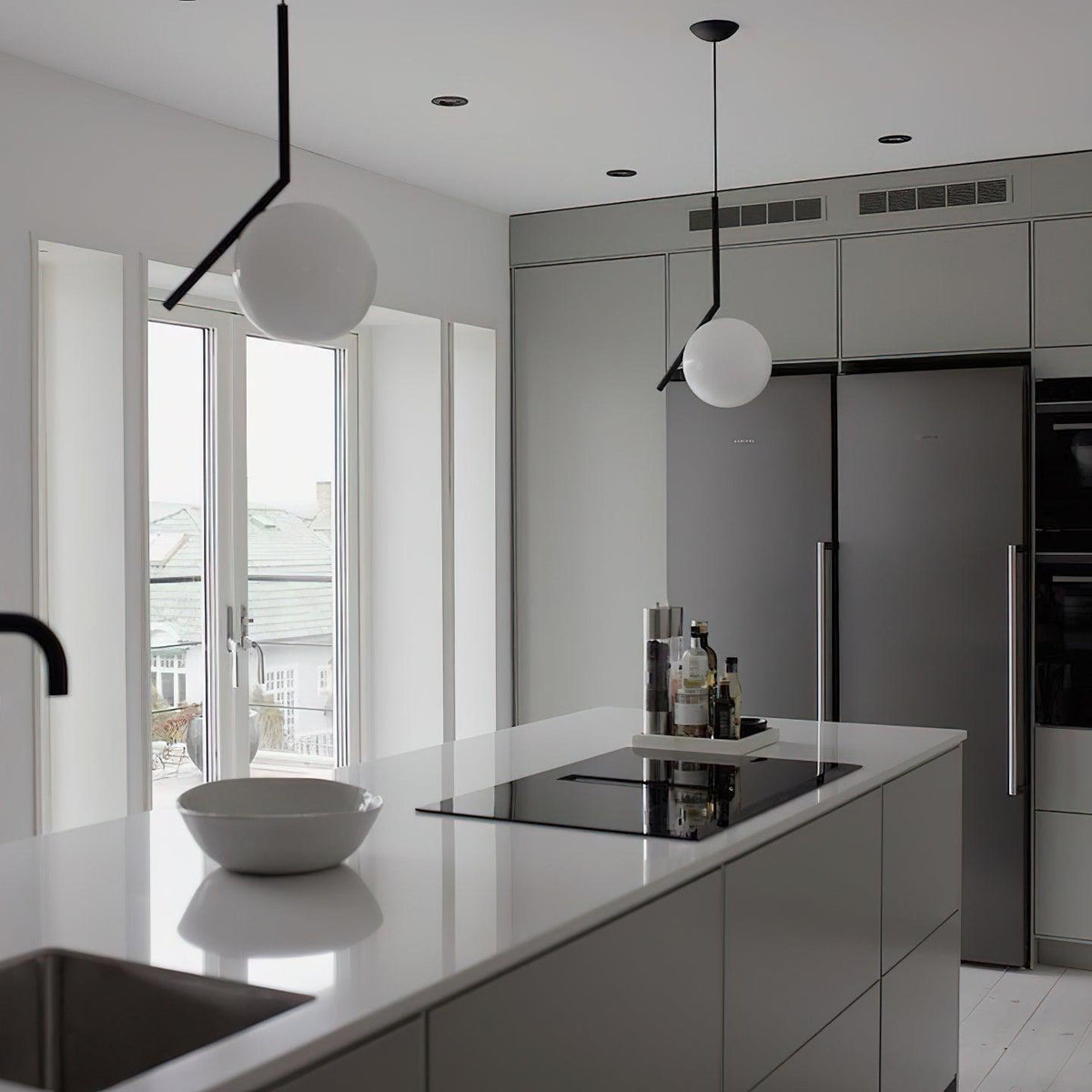 Glazen Hanglamp Messing Ø20cm Dimbaar Modern Design Eettafel Woonkamer Keuken Verlichting Elegant Sfeervol | Sansoti