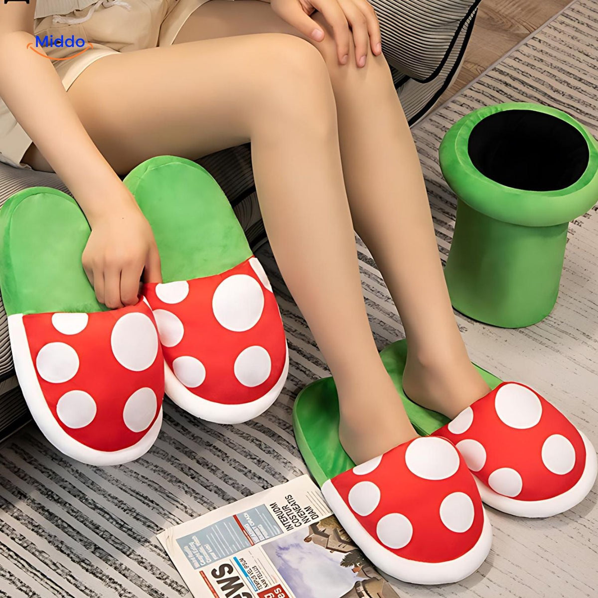 Paddenstoel Huisslippers Katoen Maat 36-42 Zachte Warme Pantoffels Anime Game Unisex Indoor Schoenen | Sansoti