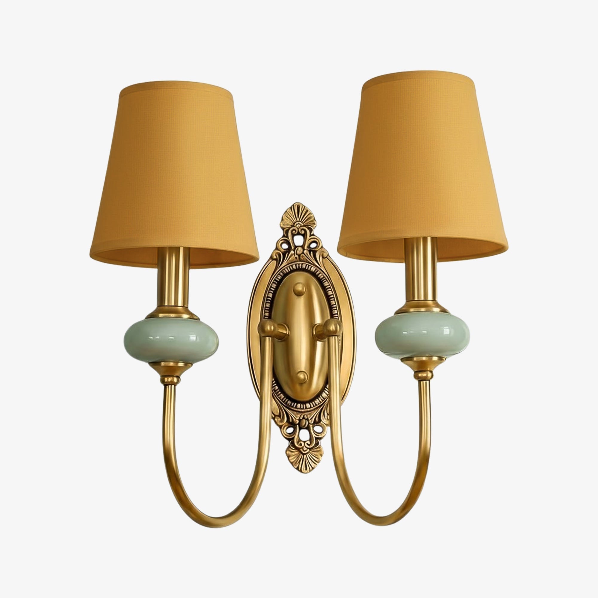 Keramische wandlamp met stoffen kap - 1 of 2 lichtpunten - E27 - diverse kleuren & stijlen | Sansoti