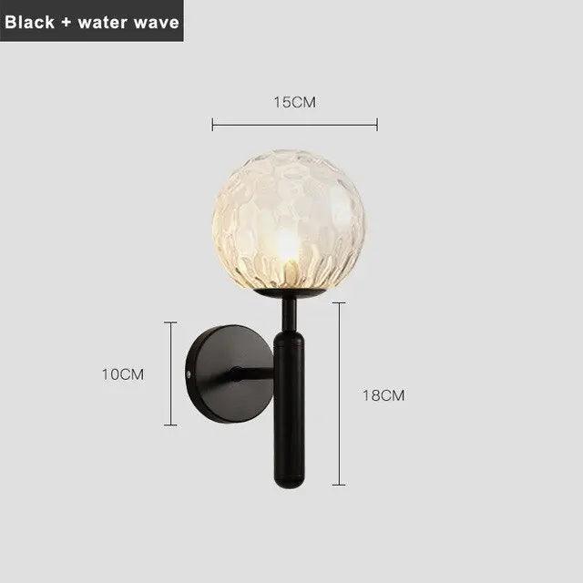 Wandlamp met glazen kap – modern design in goud of zwart met melkglas of ripple-afwerking | Sansoti