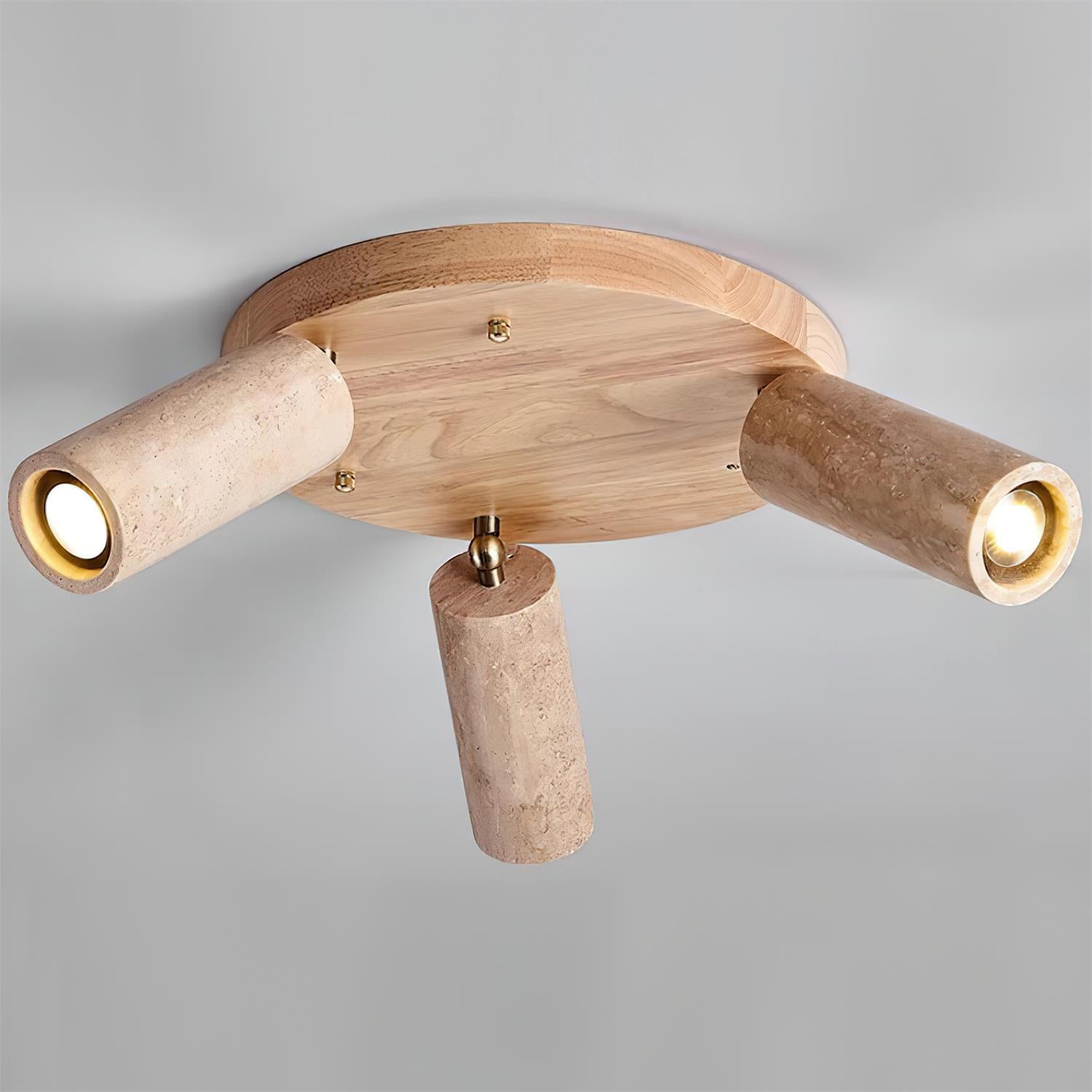 Plafondspot Travertijn Hout 3-lichts Richtbaar Hal Keuken Woonkamer Design Spotlamp | Sansoti