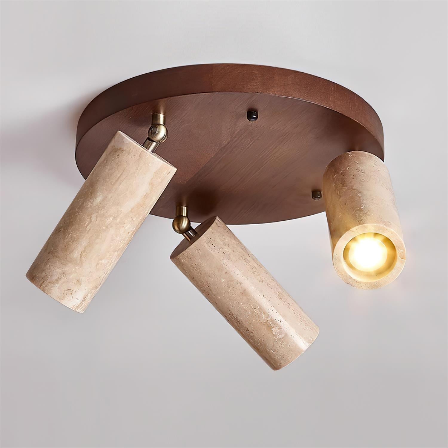 Plafondspot Travertijn Hout 3-lichts Richtbaar Hal Keuken Woonkamer Design Spotlamp | Sansoti