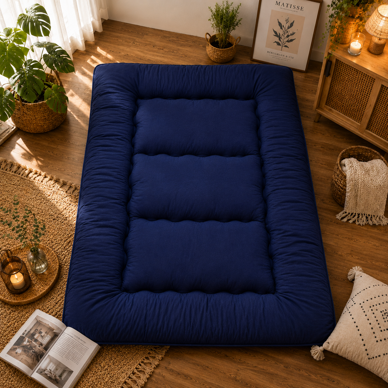 Opvouwbaar Futonmatras 10cm Dik Japanse Slaapmat Volwassenen Kinderen Tatami Yogamat Reisbed Gastenkamer | Sansoti