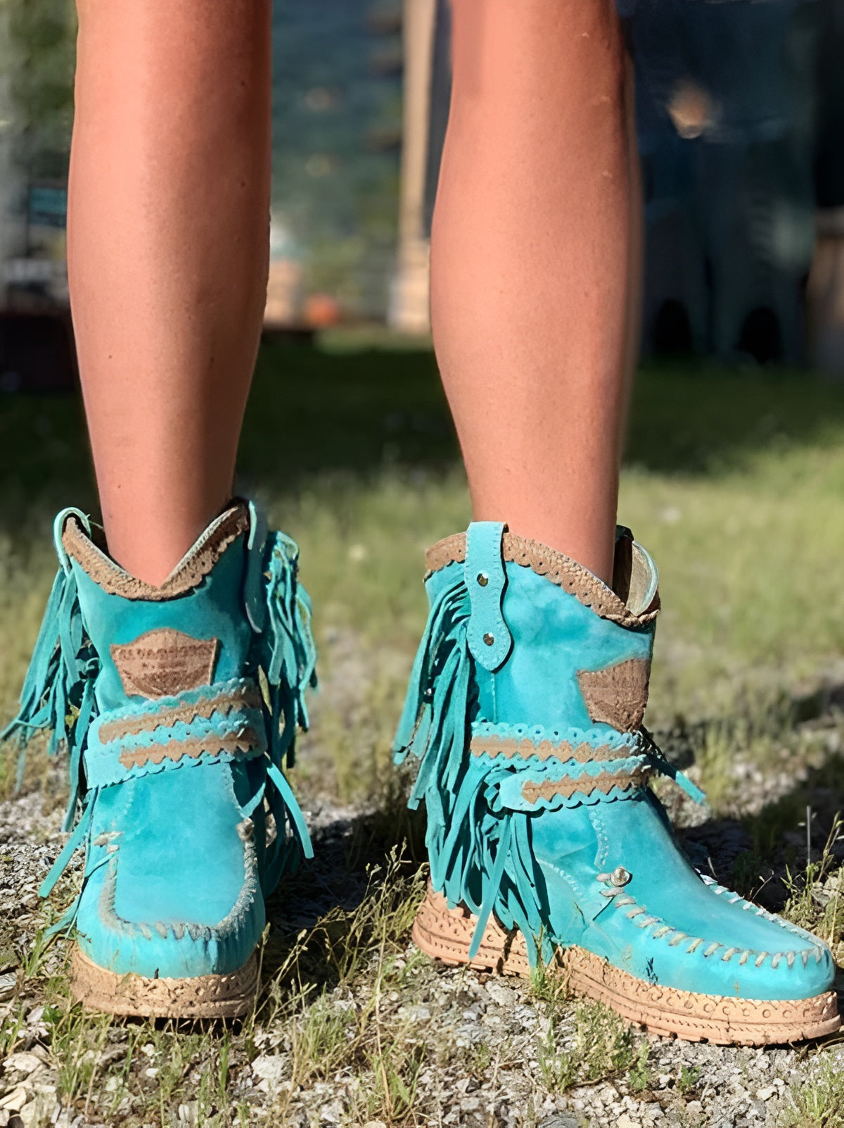 Boho Laarsjes met Franje voor Dames – Suède Western Stijl met Comfort Loopzool | Sansoti