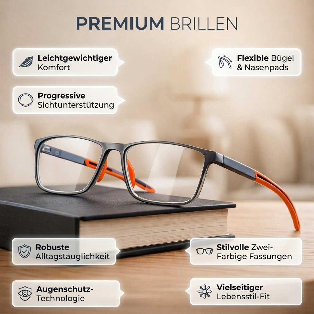 Multifocale Leesbril met Blauwe Lichtfilter – Ultralichte TR90 Bril met UV-Bescherming en Progressieve Glazen voor Scherp Zicht | Sansoti