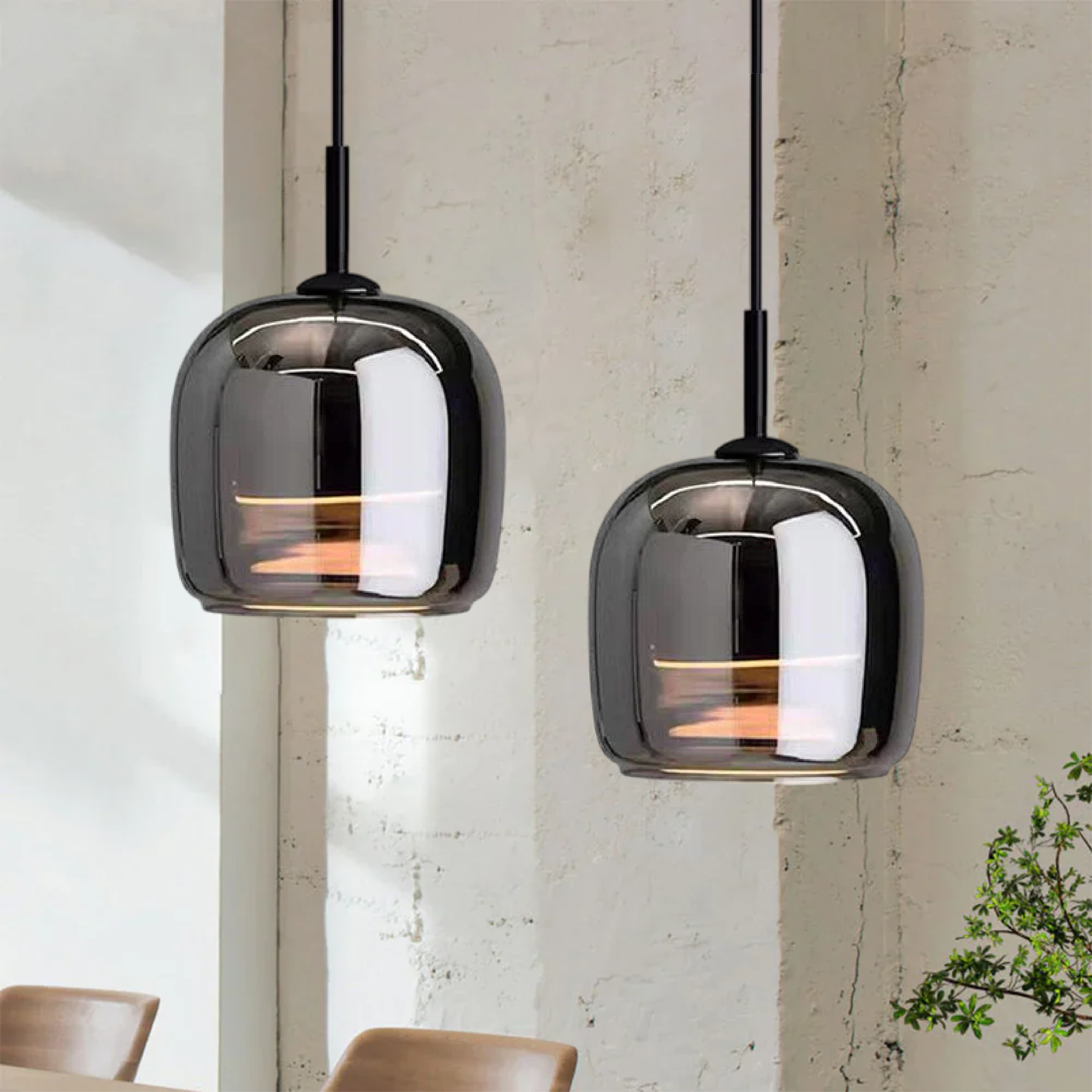 Suspension Noir Verre Scandinave Nordique LED E27 16cm Lampe Suspendue Cuisine Salon Luxe | Restfield
