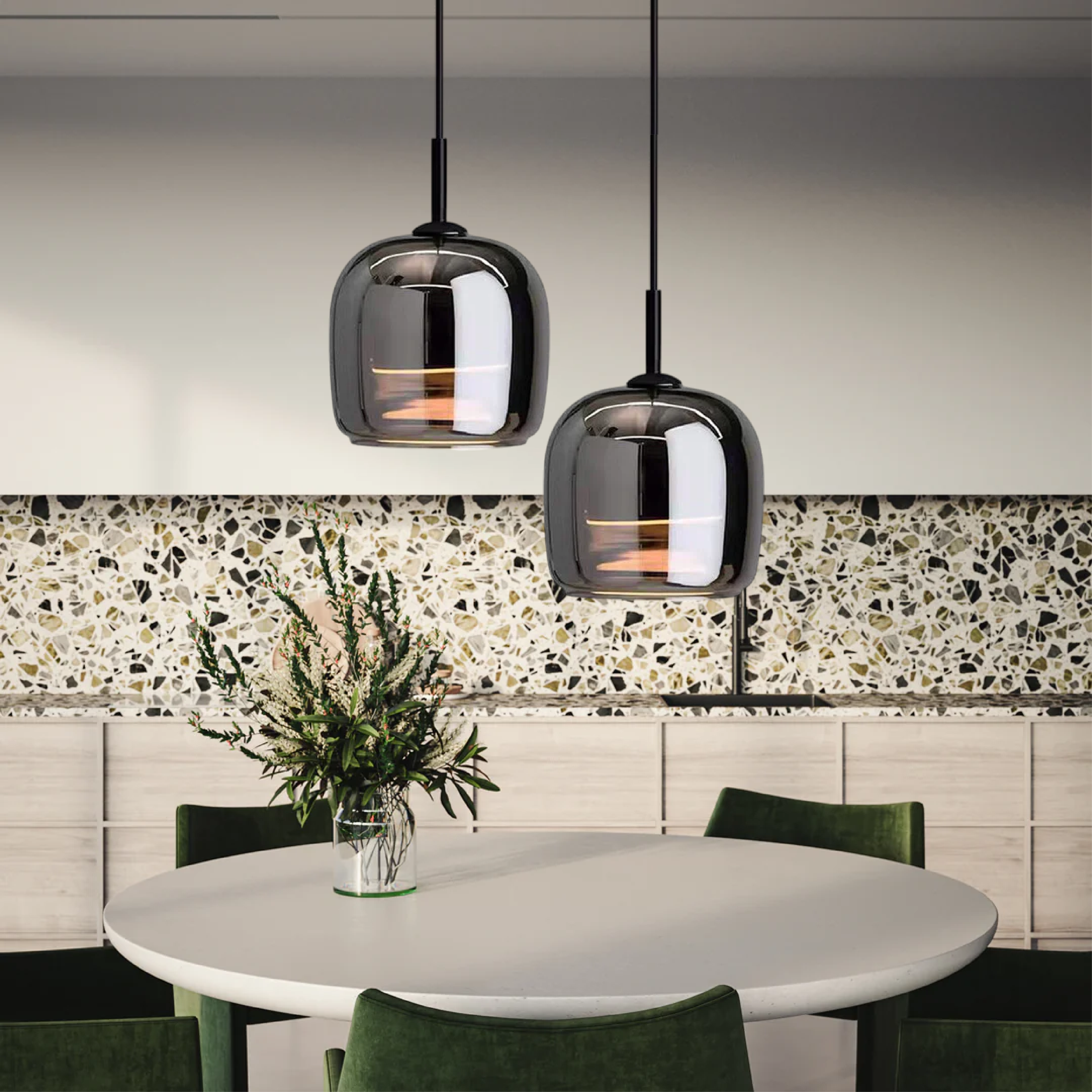 Suspension Noir Verre Scandinave Nordique LED E27 16cm Lampe Suspendue Cuisine Salon Luxe | Restfield