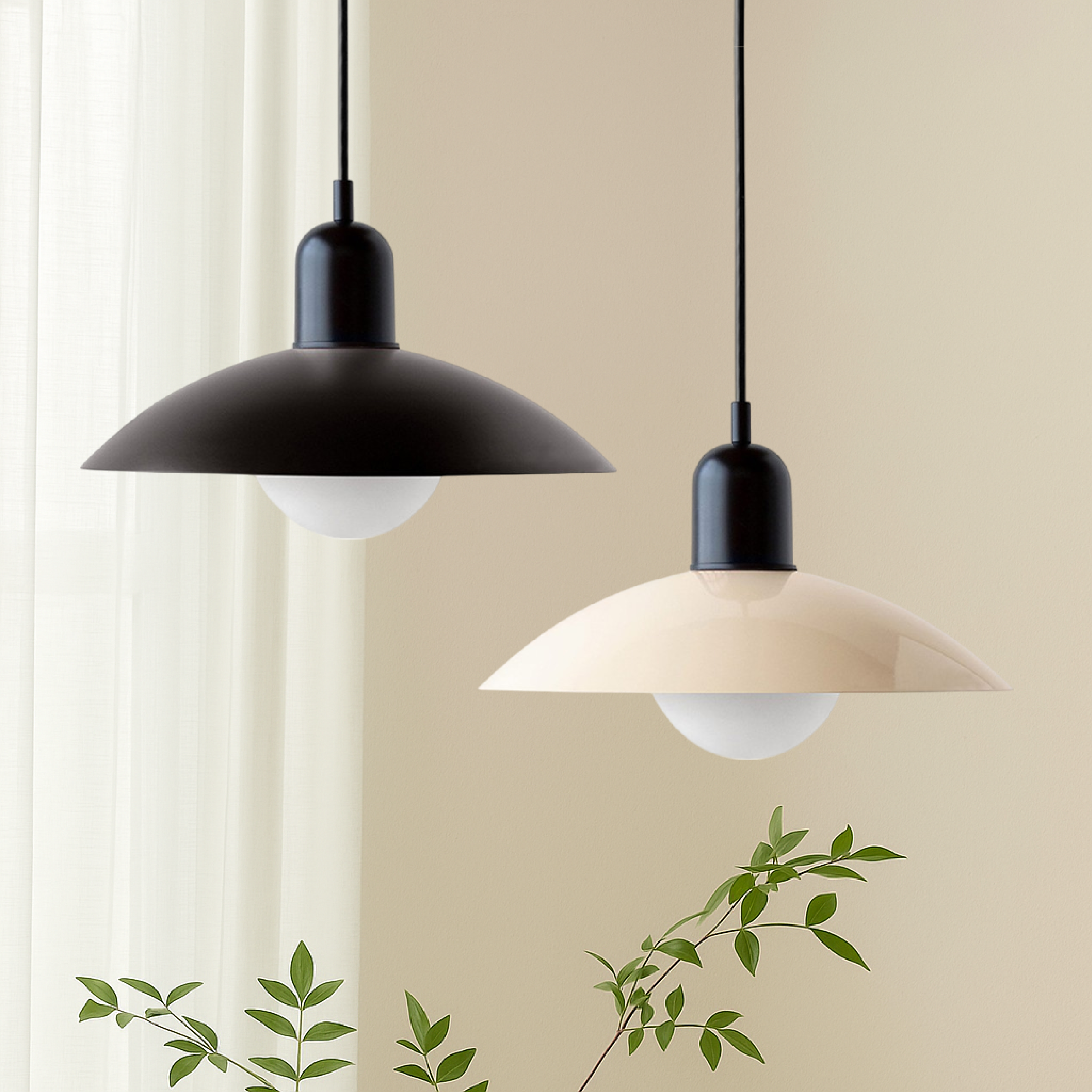 Macaron hanglamp Ø32 cm ijzer zwart wit eettafel verlichting Scandinavisch design keuken lamp modern minimalistisch | Sansoti