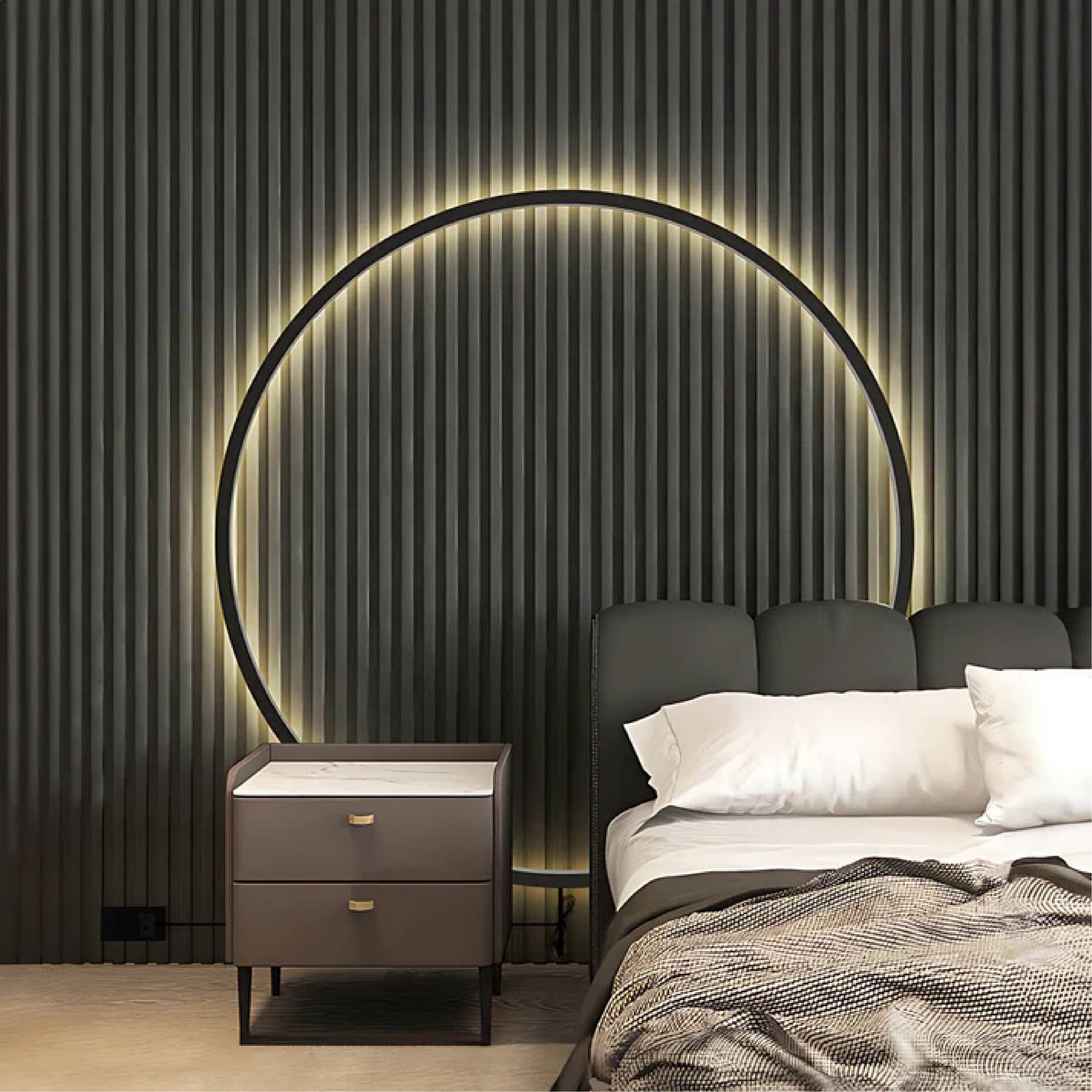 Myka's Ring Wandlamp LED 7W-30W Zwart Wandlamp Interieur Sfeerverlichting Ronde Designlamp Minimalistisch | Sansoti