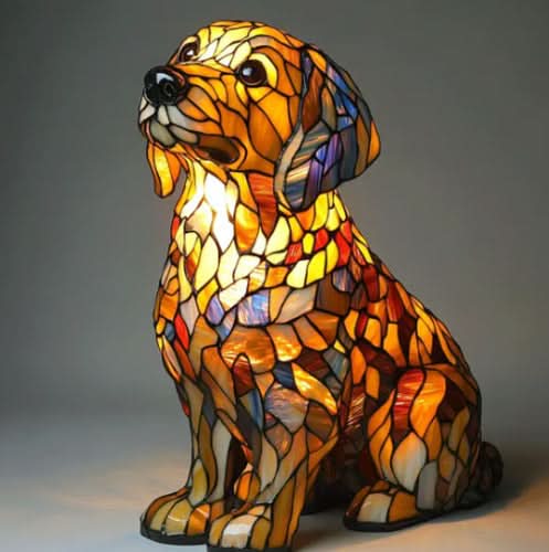 Sfeervolle LED Nachtlamp Hond – Dierenlamp met Warm Licht – USB Bediening – 15 cm Decoratief Hondenrassenlamp voor Kinderkamer Nachtkastje | Sansoti