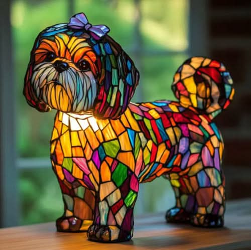 Sfeervolle LED Nachtlamp Hond – Dierenlamp met Warm Licht – USB Bediening – 15 cm Decoratief Hondenrassenlamp voor Kinderkamer Nachtkastje | Sansoti