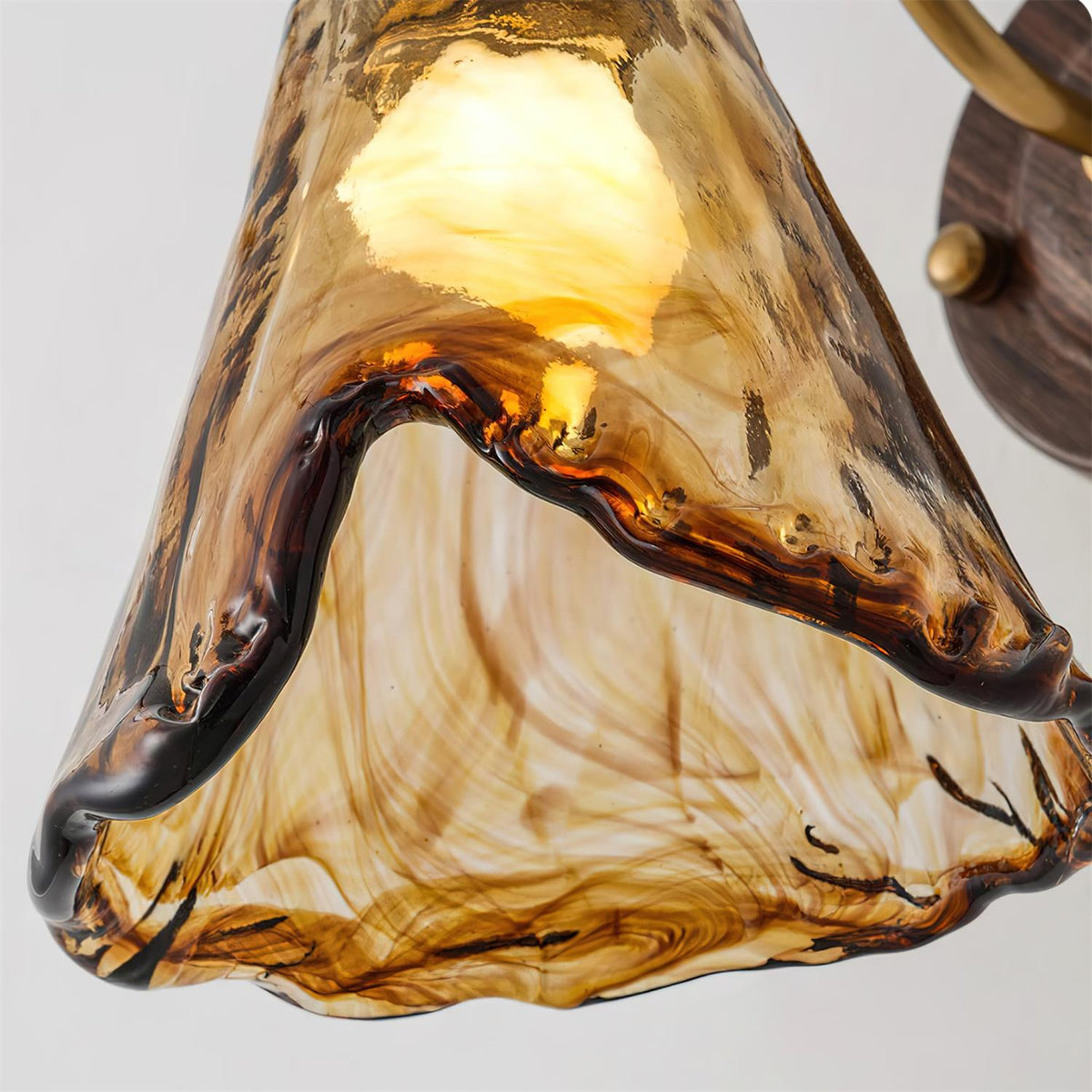 Wandlamp Amber Glas Hout Goud Vintage Metalen Fitting E26 E27 Dimbaar Retro Sfeerlicht Woonkamer Slaapkamer 24cm | Sansoti