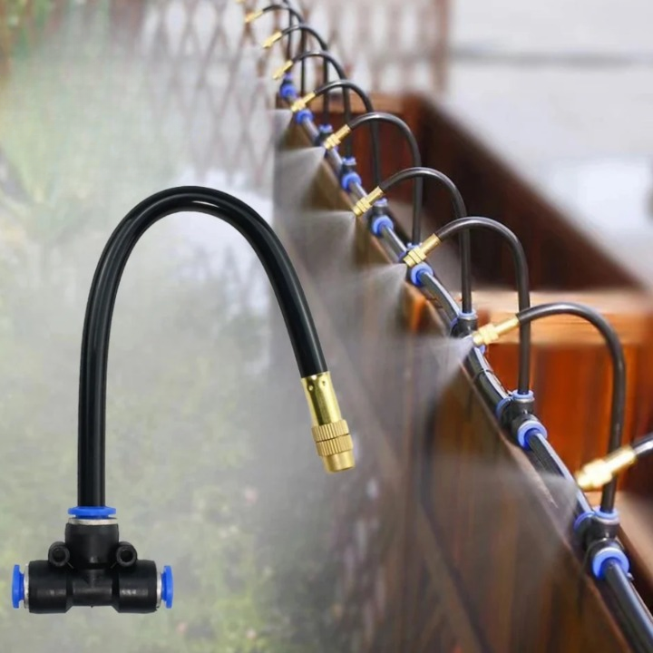 Druppelirrigatiesysteem 360° Messing PE-Slang 8mm Automatisch Bewateren Tuin Balkon Kas Hoogbed Kraan 5m 10m Zonder Stroom | Sansoti