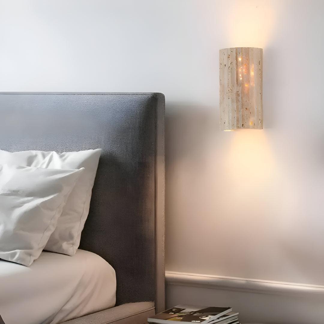 Kinkiet z kamienia naturalnego, LED, ciepłe białe światło, nowoczesny skandynawski design do salonu, sypialni i przedpokoju, unikalne użylenie | Sansoti