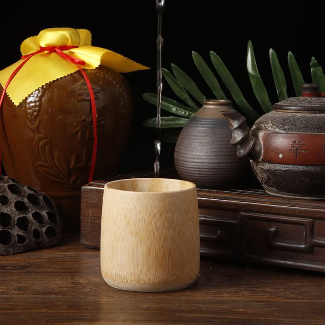 Handmade Bamboo Drinking Cup 200ml Natural Wood Color Sustainable Tea Coffee Kitchen Eco-Friendly Tableware | Sansoti