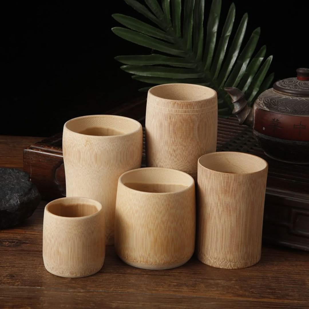 Handmade Bamboo Drinking Cup 200ml Natural Wood Color Sustainable Tea Coffee Kitchen Eco-Friendly Tableware | Sansoti