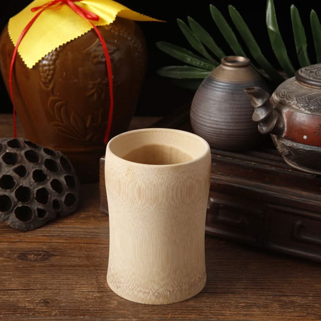 Handmade Bamboo Drinking Cup 200ml Natural Wood Color Sustainable Tea Coffee Kitchen Eco-Friendly Tableware | Sansoti