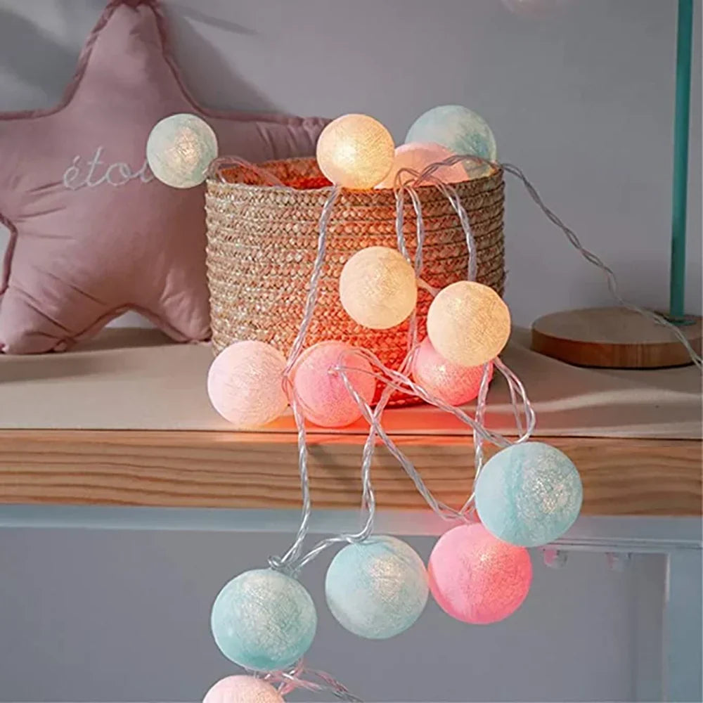 Lichtslinger met Geweven Bolletjes Warm LED Sfeerlicht voor Slaapkamer Woonkamer 20-200 Lichtpunten | Sansoti