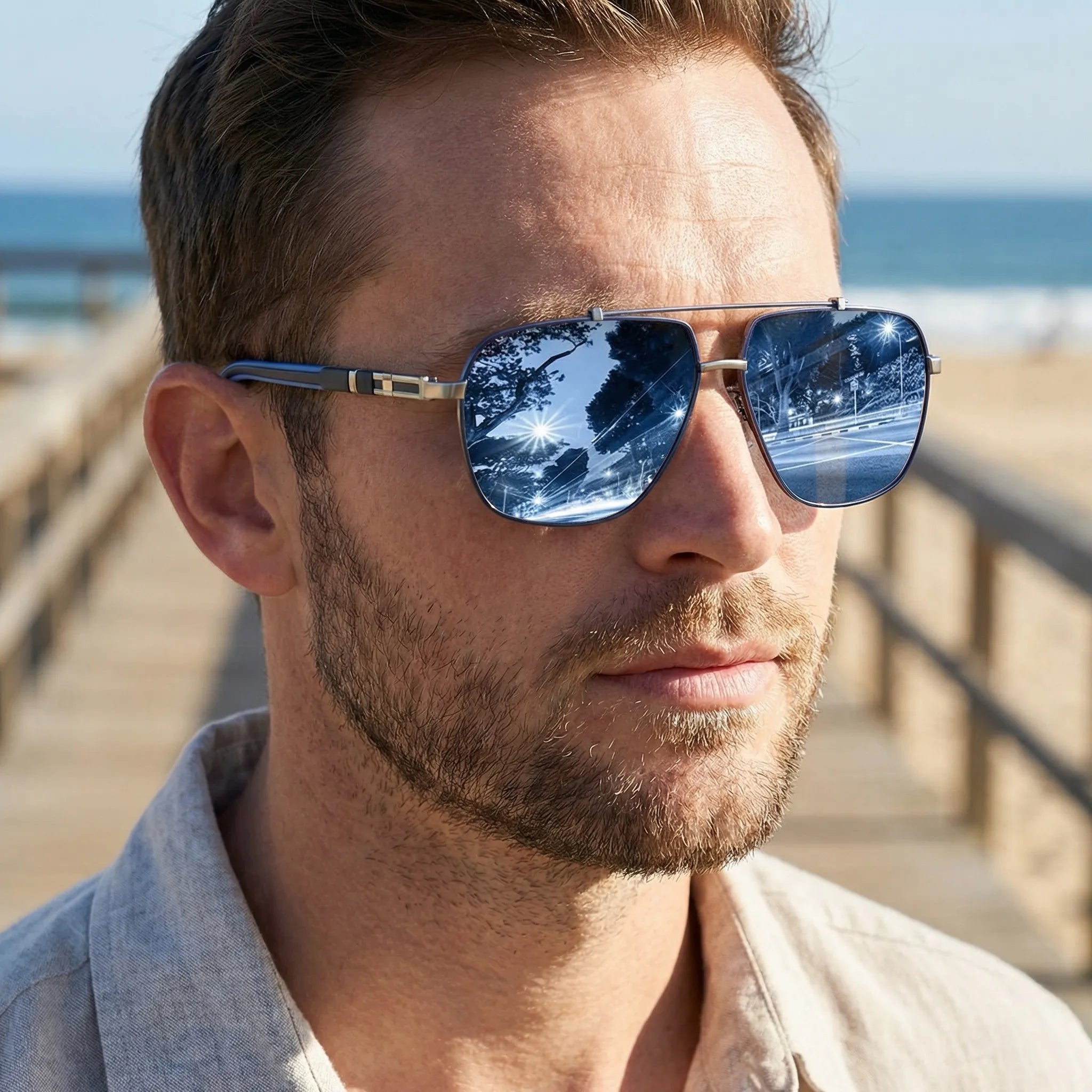 Pilotenzonnebril met gepolariseerde glazen en UV400-bescherming | Aviator design met metalen montuur voor optimaal zicht | Sansoti