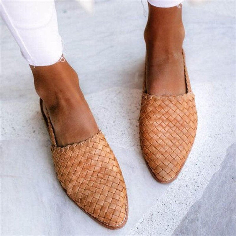 Gevlochten Slingback Sandaal met Lage Hak – Handgemaakt Look Instapper voor Dames – Zomerse Casual Schoen | Sansoti