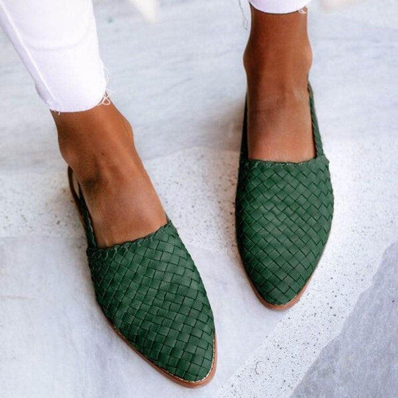 Gevlochten Slingback Sandaal met Lage Hak – Handgemaakt Look Instapper voor Dames – Zomerse Casual Schoen | Sansoti