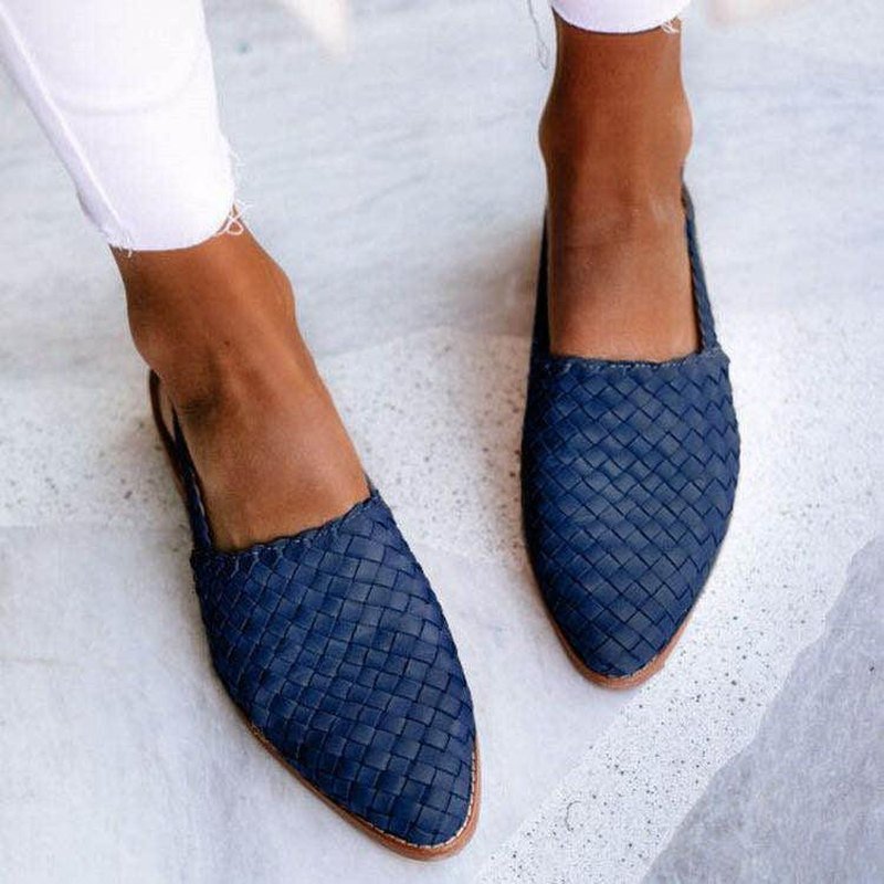 Gevlochten Slingback Sandaal met Lage Hak – Handgemaakt Look Instapper voor Dames – Zomerse Casual Schoen | Sansoti