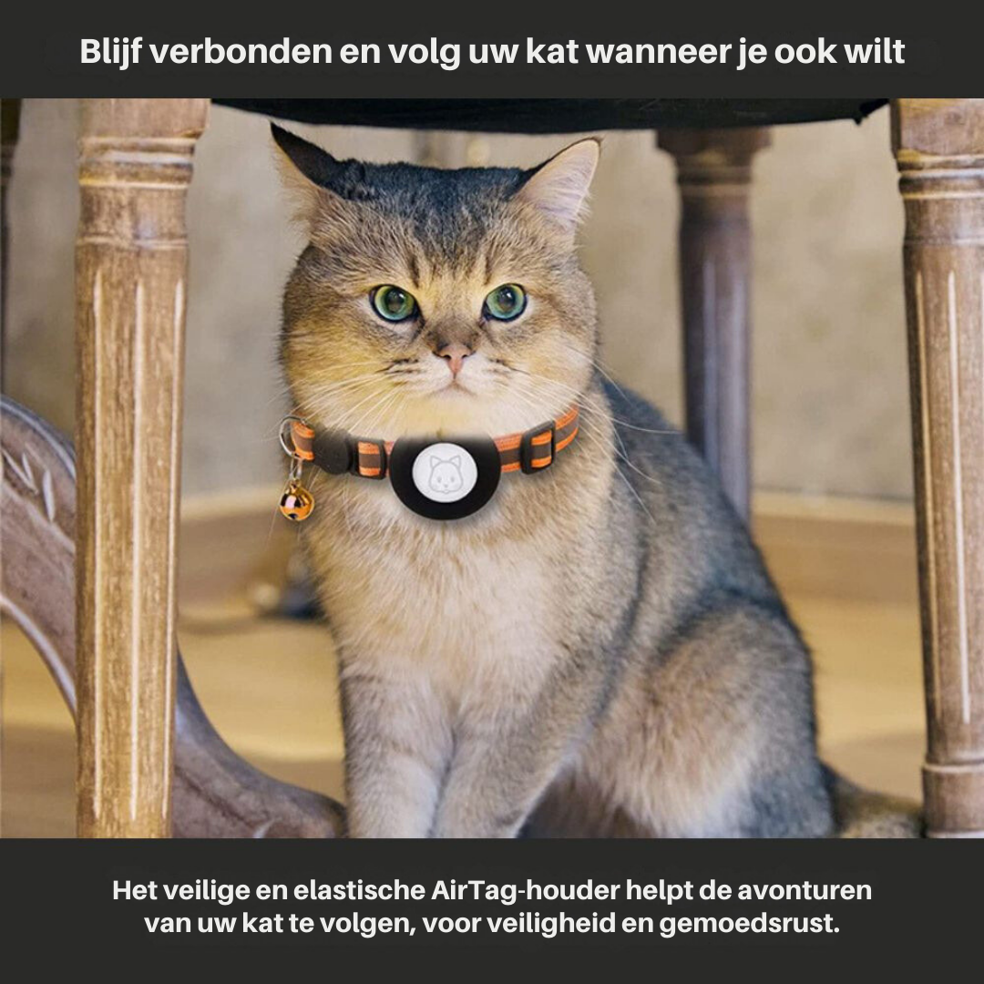 Veiligheidskat Halsband met Reflecterende Strepen en Snelsluiting | GPS Tracker Houder | Sansoti