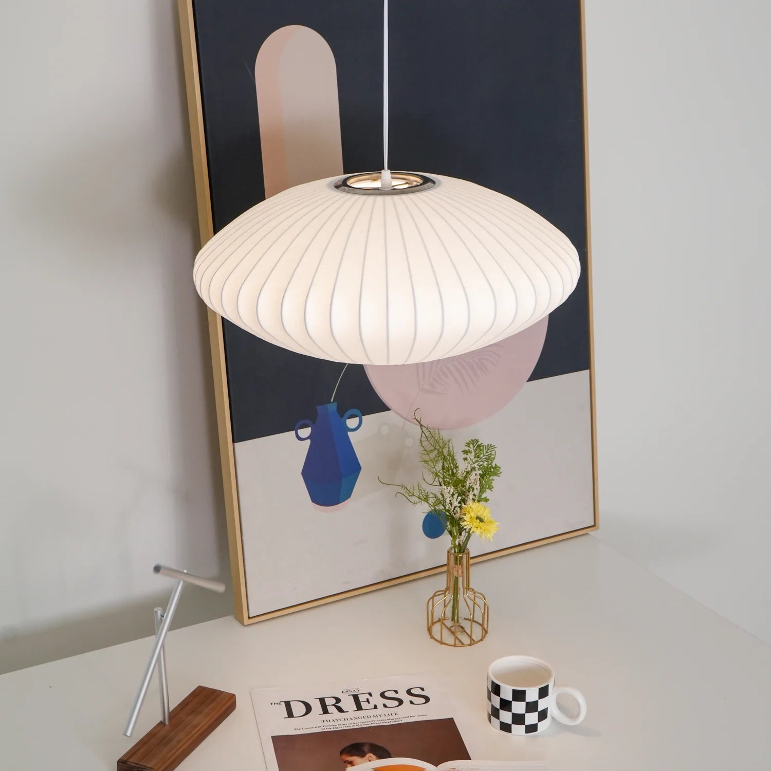 Bubbel Hanglamp met Stalen Draadstructuur Wit Ø40cm Moderne Verlichting | Sansoti