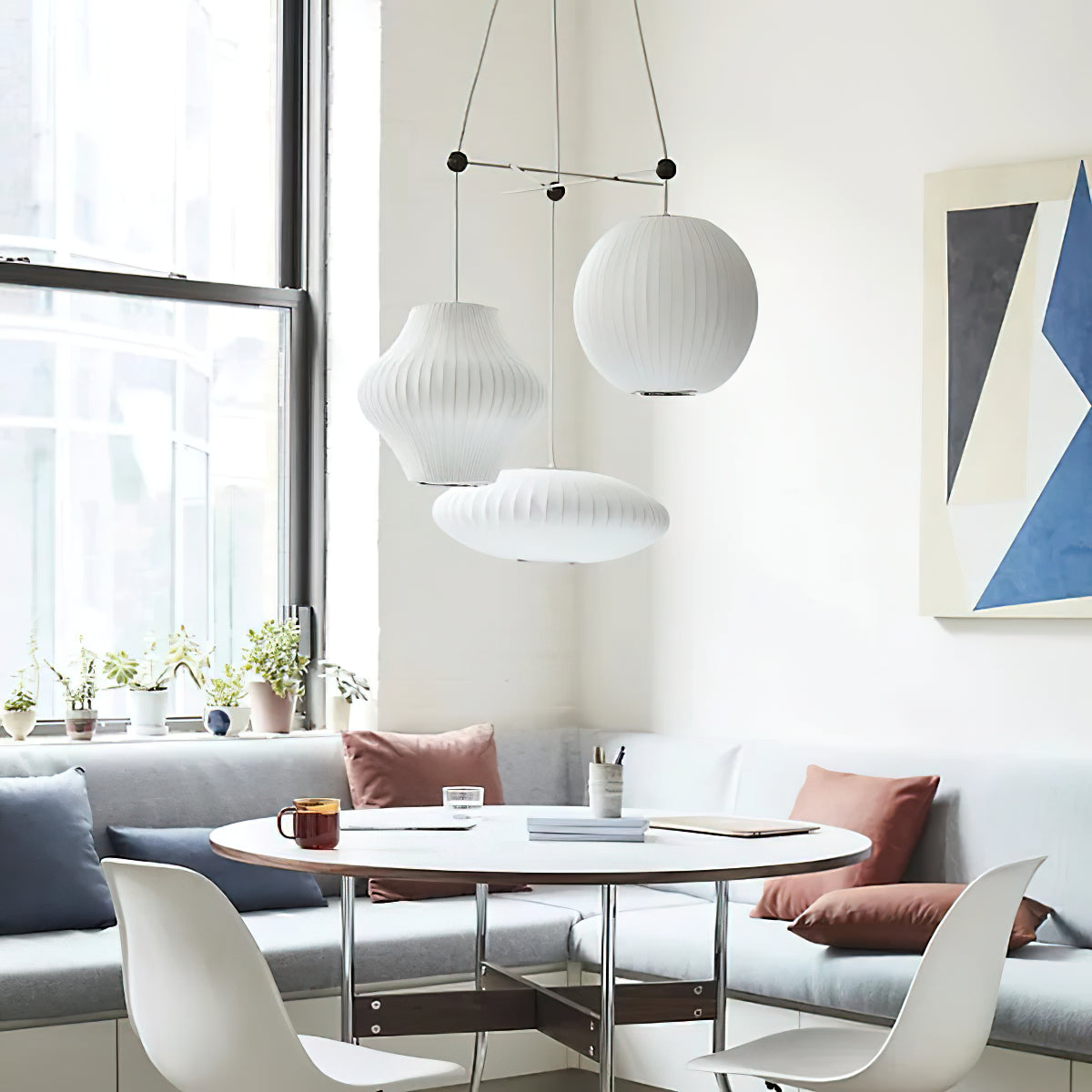 Bubbel Hanglamp met Stalen Draadstructuur Wit Ø40cm Moderne Verlichting | Sansoti