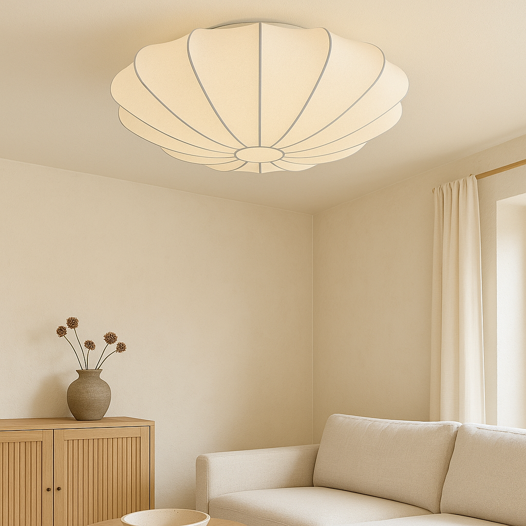 Nelson plafondlamp zijdevezel 3000K wit woonkamer slaapkamer cocoon design Japandi verlichting | Sansoti