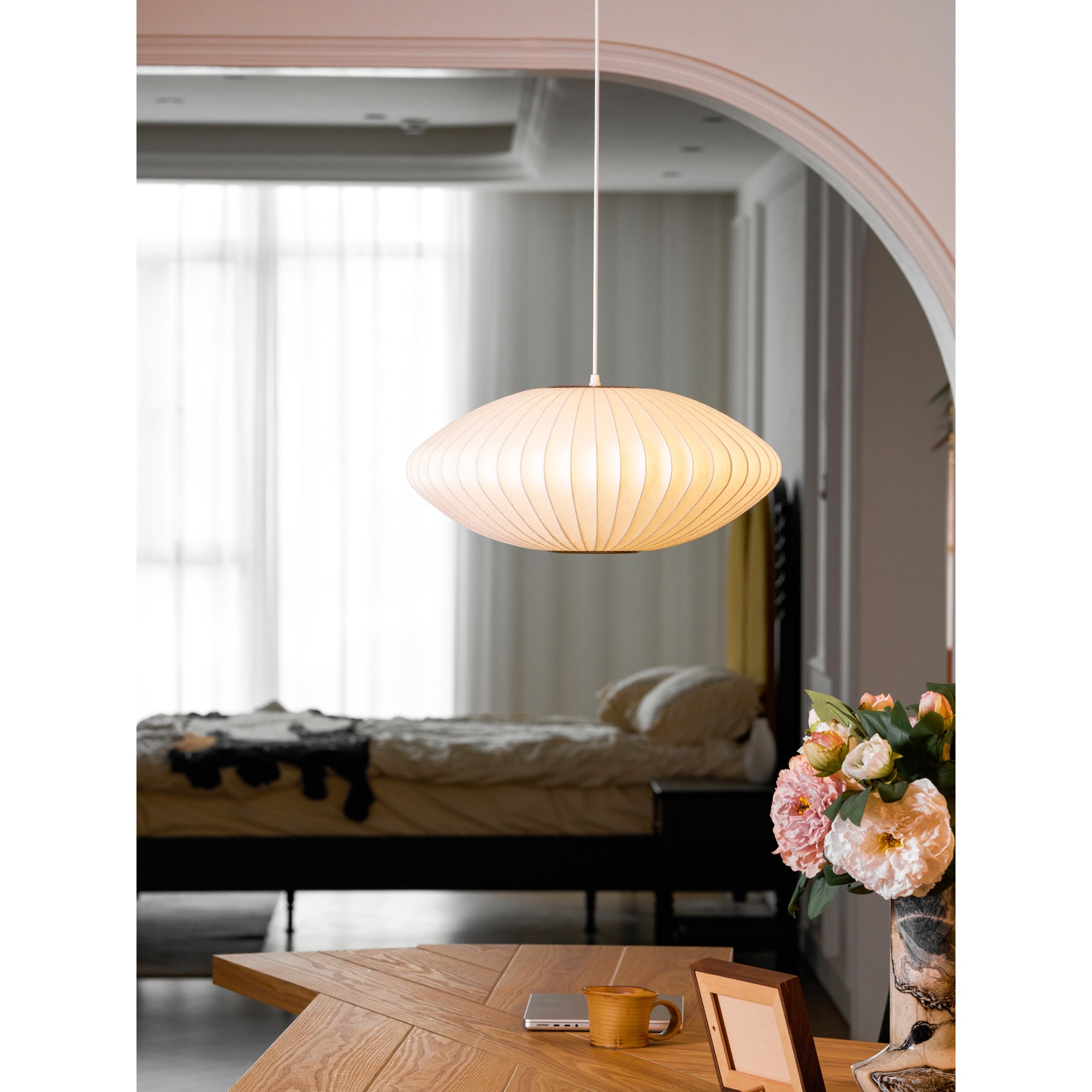 Bubbel Hanglamp met Stalen Draadstructuur Wit Ø40cm Moderne Verlichting | Sansoti