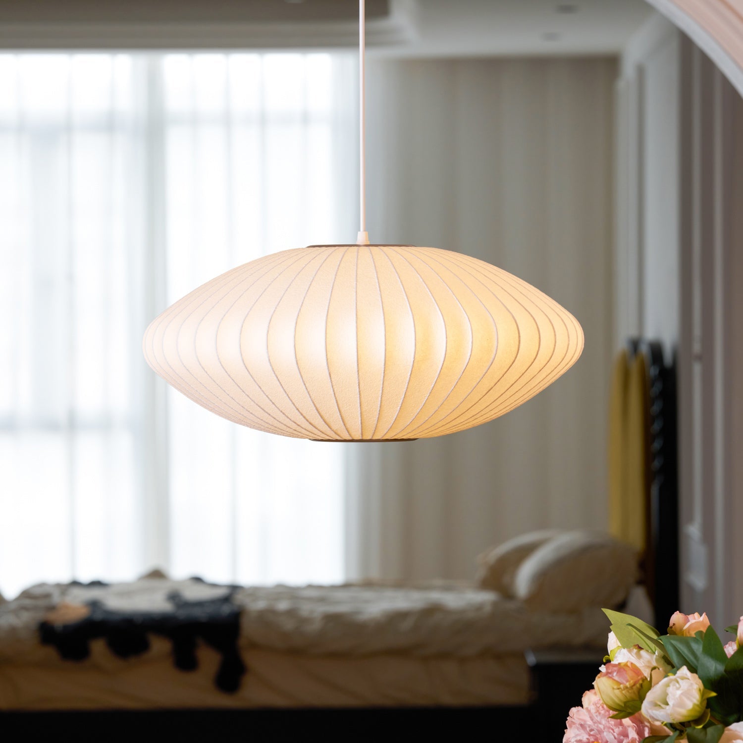 Bubbel Hanglamp met Stalen Draadstructuur Wit Ø40cm Moderne Verlichting | Sansoti