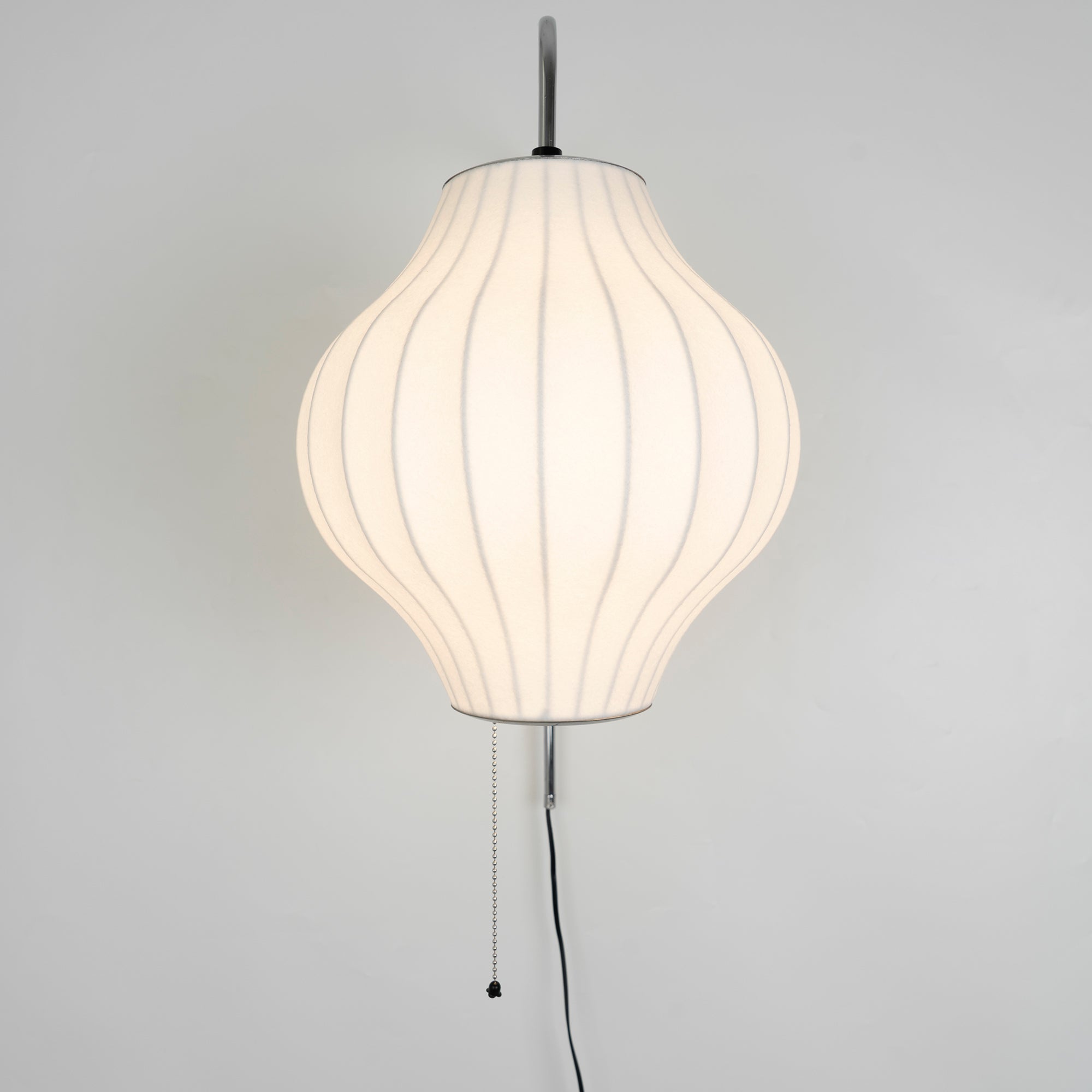 Wandlamp Zijden Kap Walnoot Metaal Wit Woonkamer Slaapkamer | Sansoti