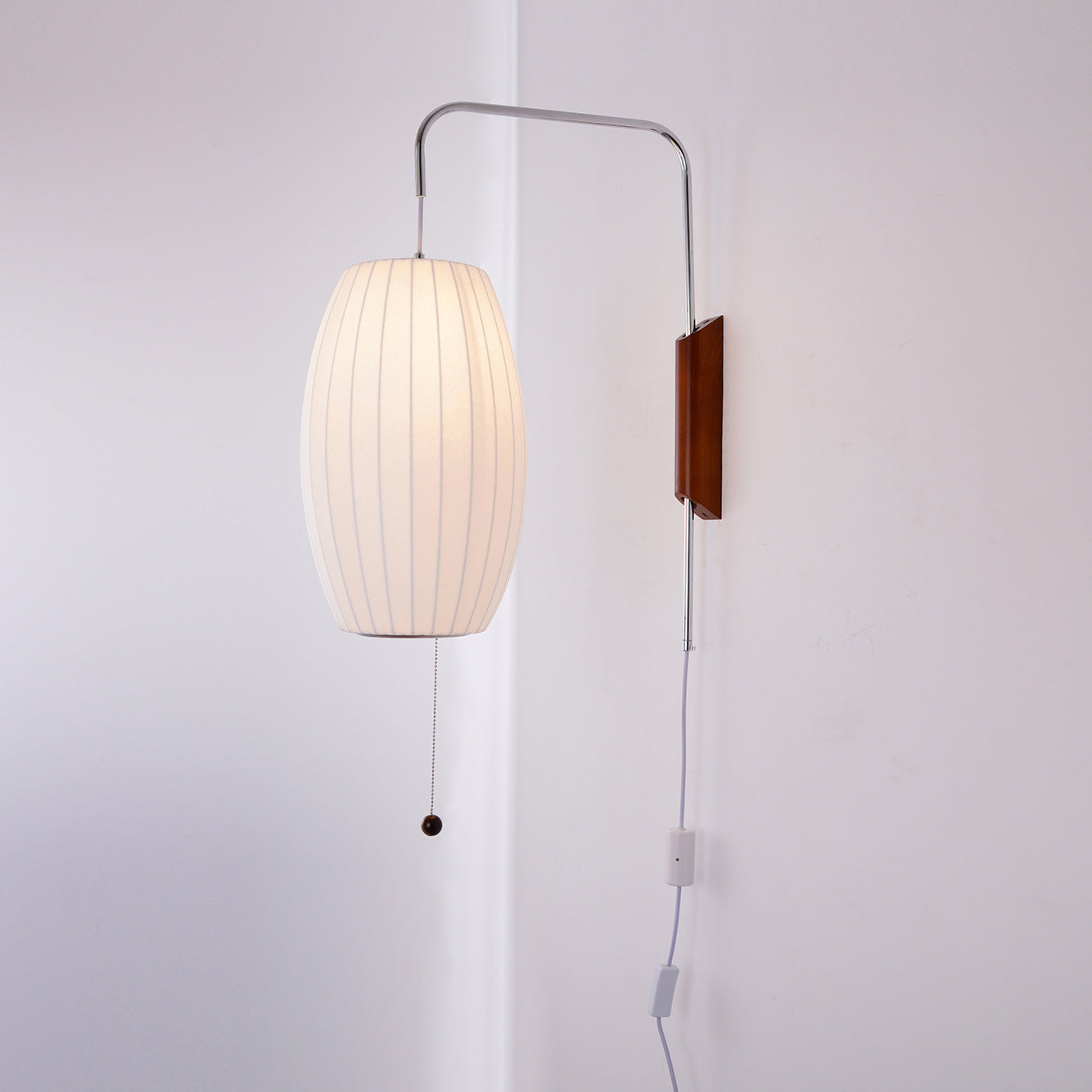 Wandlamp Nelson Bubble Polymeer Staalwire Walnoot Wit Mid-Century E27 4 Vormen Slaapkamer | Sansoti