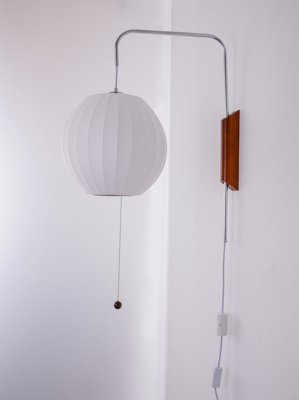 Wandlamp Nelson Bubble Polymeer Staalwire Walnoot Wit Mid-Century E27 4 Vormen Slaapkamer | Sansoti