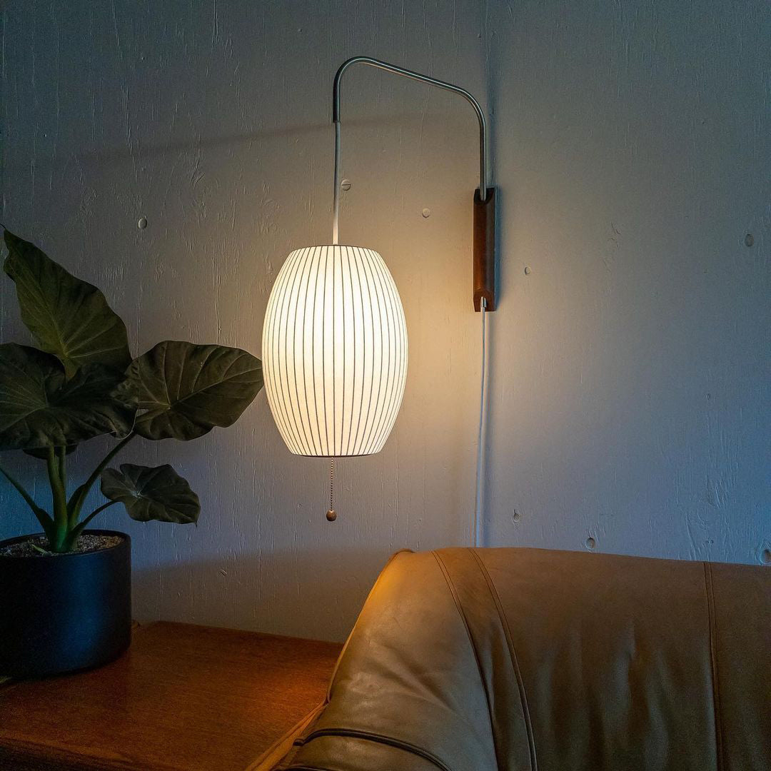 Wandlamp Nelson Bubble Polymeer Staalwire Walnoot Wit Mid-Century E27 4 Vormen Slaapkamer | Sansoti