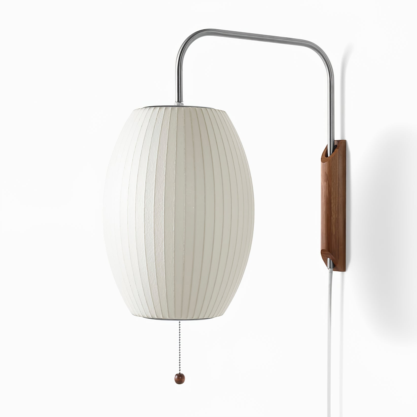 Wandlamp Nelson Bubble Polymeer Staalwire Walnoot Wit Mid-Century E27 4 Vormen Slaapkamer | Sansoti
