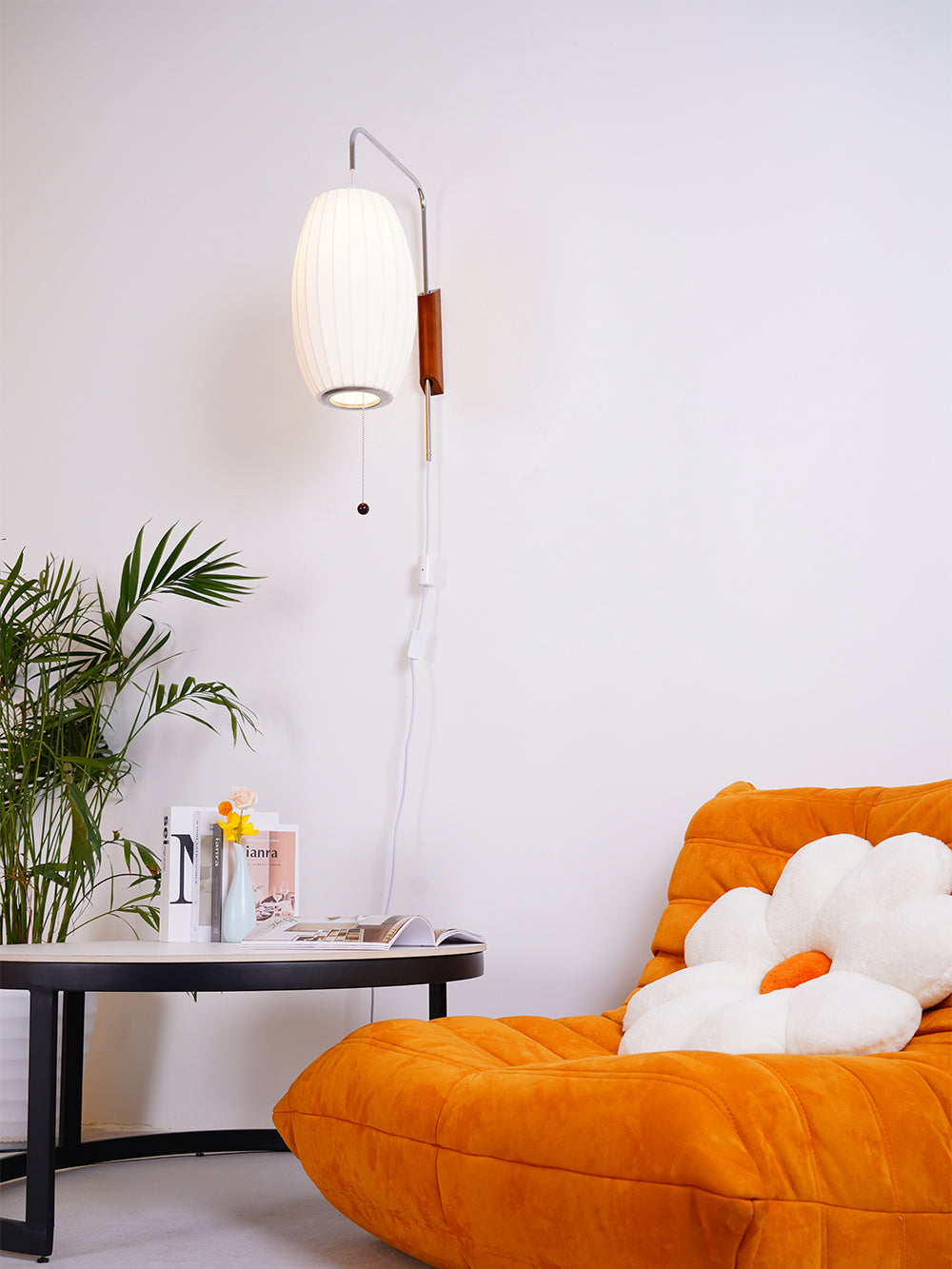Wandlamp Nelson Bubble Polymeer Staalwire Walnoot Wit Mid-Century E27 4 Vormen Slaapkamer | Sansoti