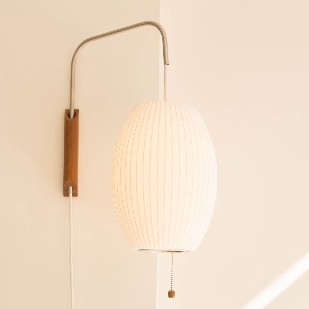 Wandlamp Nelson Bubble Polymeer Staalwire Walnoot Wit Mid-Century E27 4 Vormen Slaapkamer | Sansoti