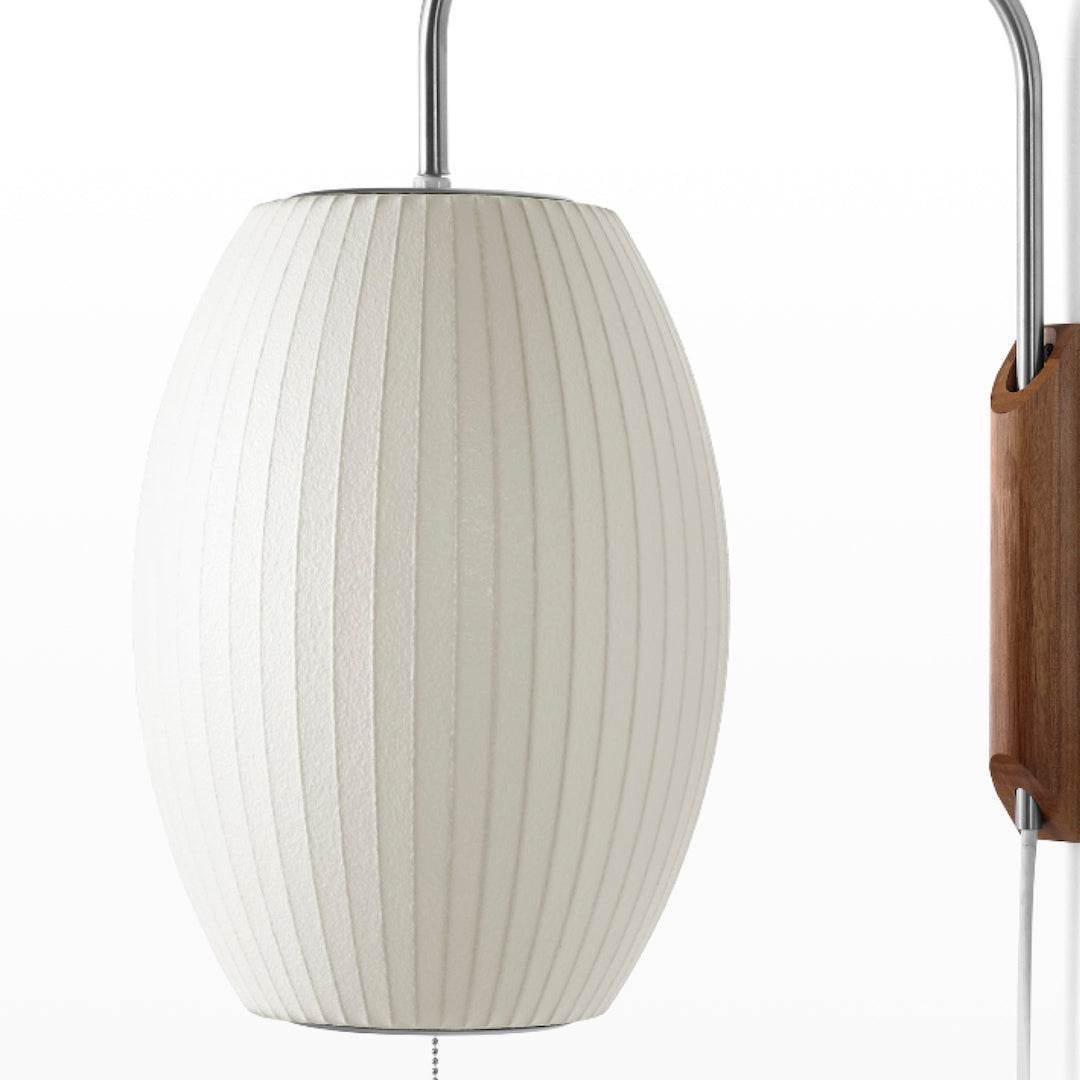 Wandlamp Nelson Bubble Polymeer Staalwire Walnoot Wit Mid-Century E27 4 Vormen Slaapkamer | Sansoti