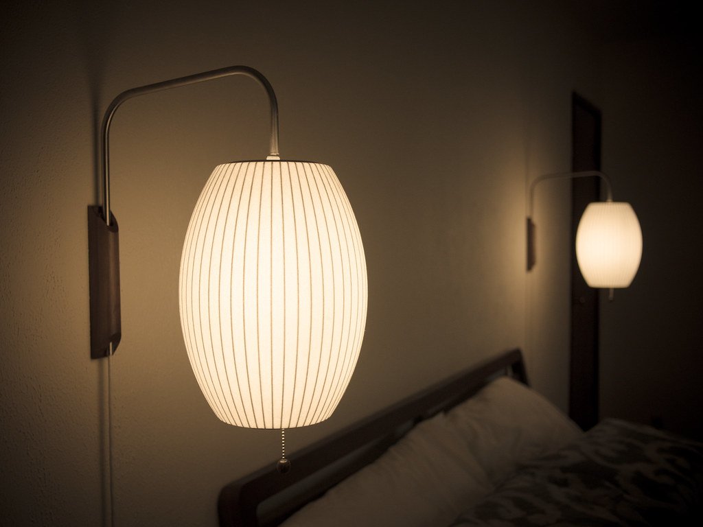 Wandlamp Zijden Kap Walnoot Metaal Wit Woonkamer Slaapkamer | Sansoti