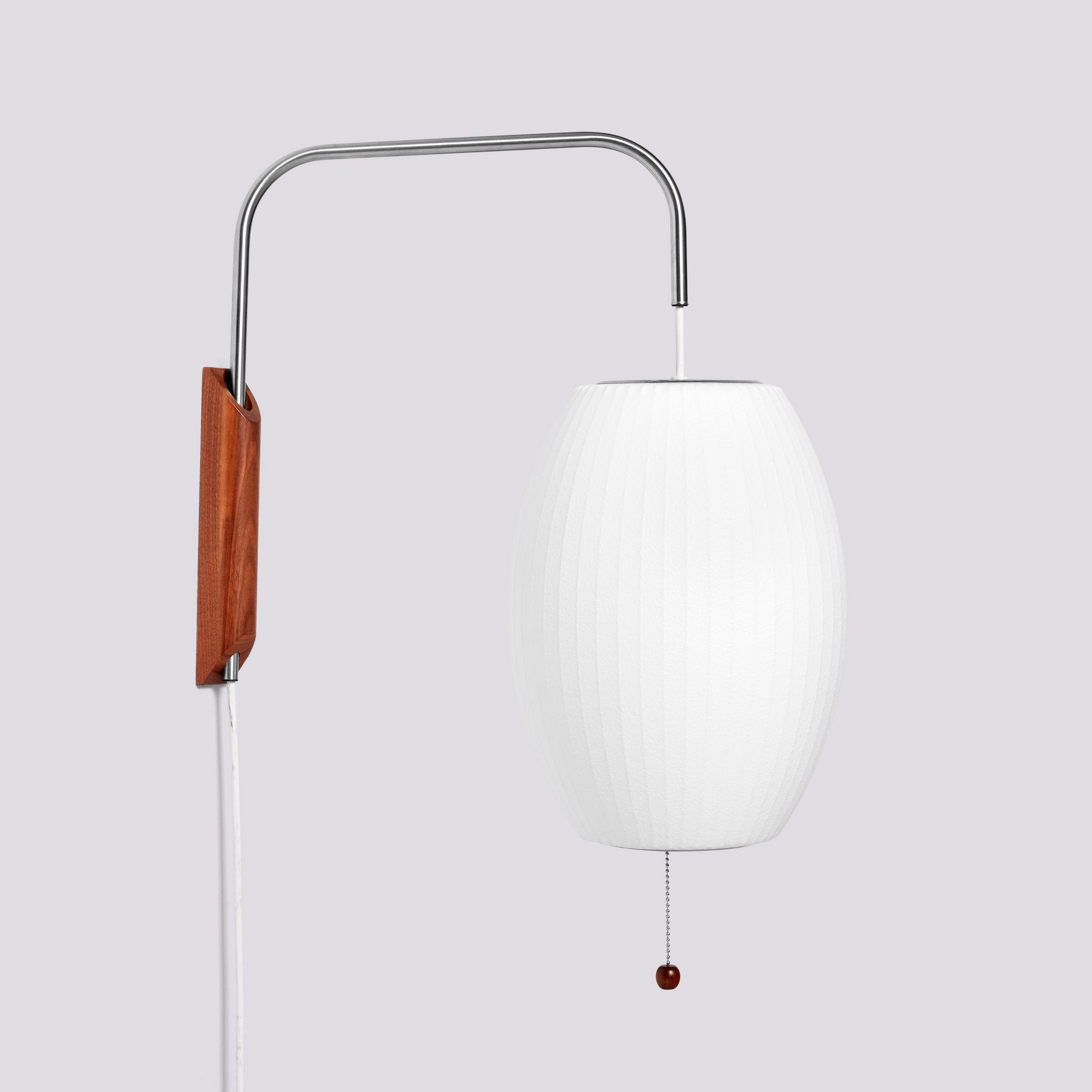 Wandlamp Nelson Bubble Polymeer Staalwire Walnoot Wit Mid-Century E27 4 Vormen Slaapkamer | Sansoti