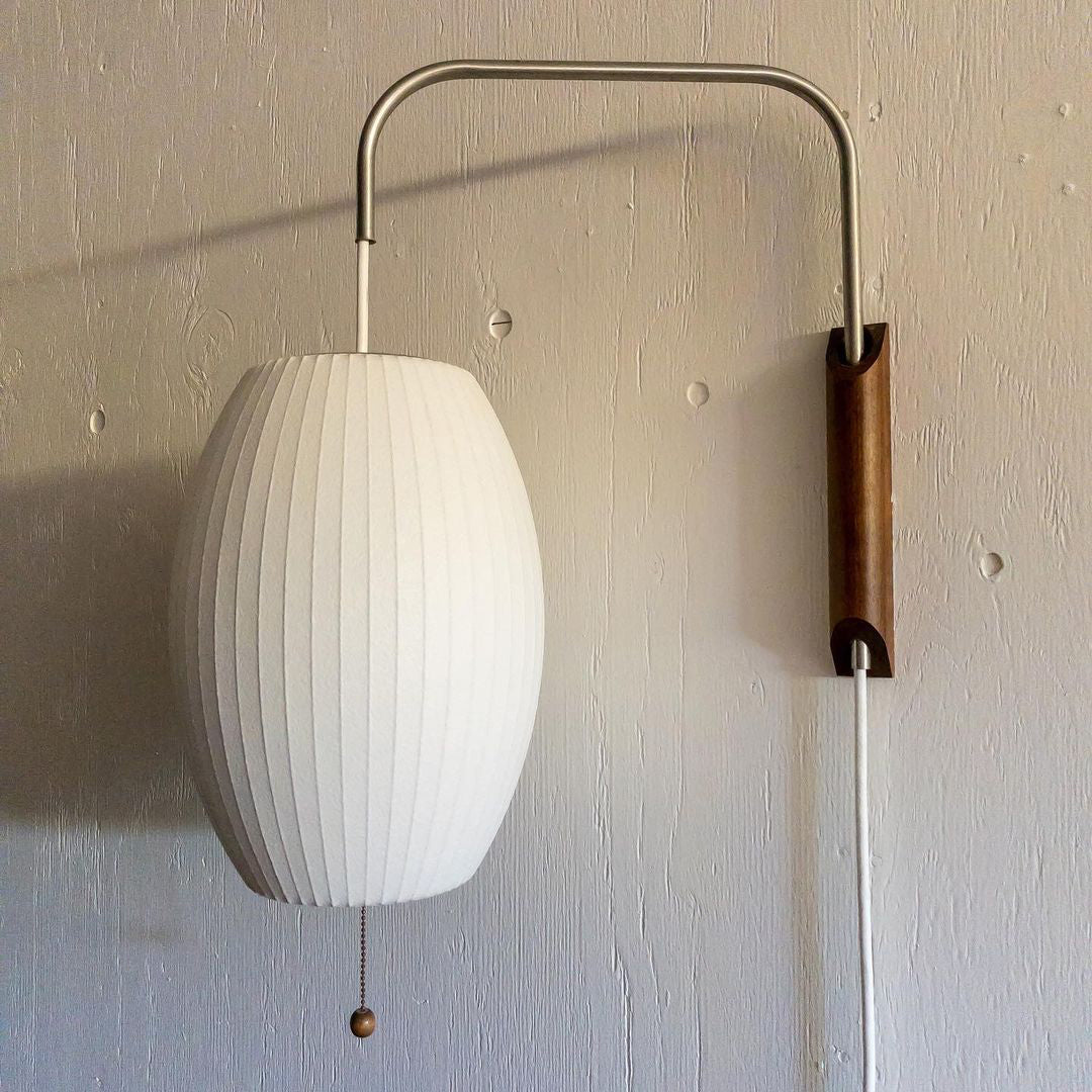 Wandlamp Nelson Bubble Polymeer Staalwire Walnoot Wit Mid-Century E27 4 Vormen Slaapkamer | Sansoti