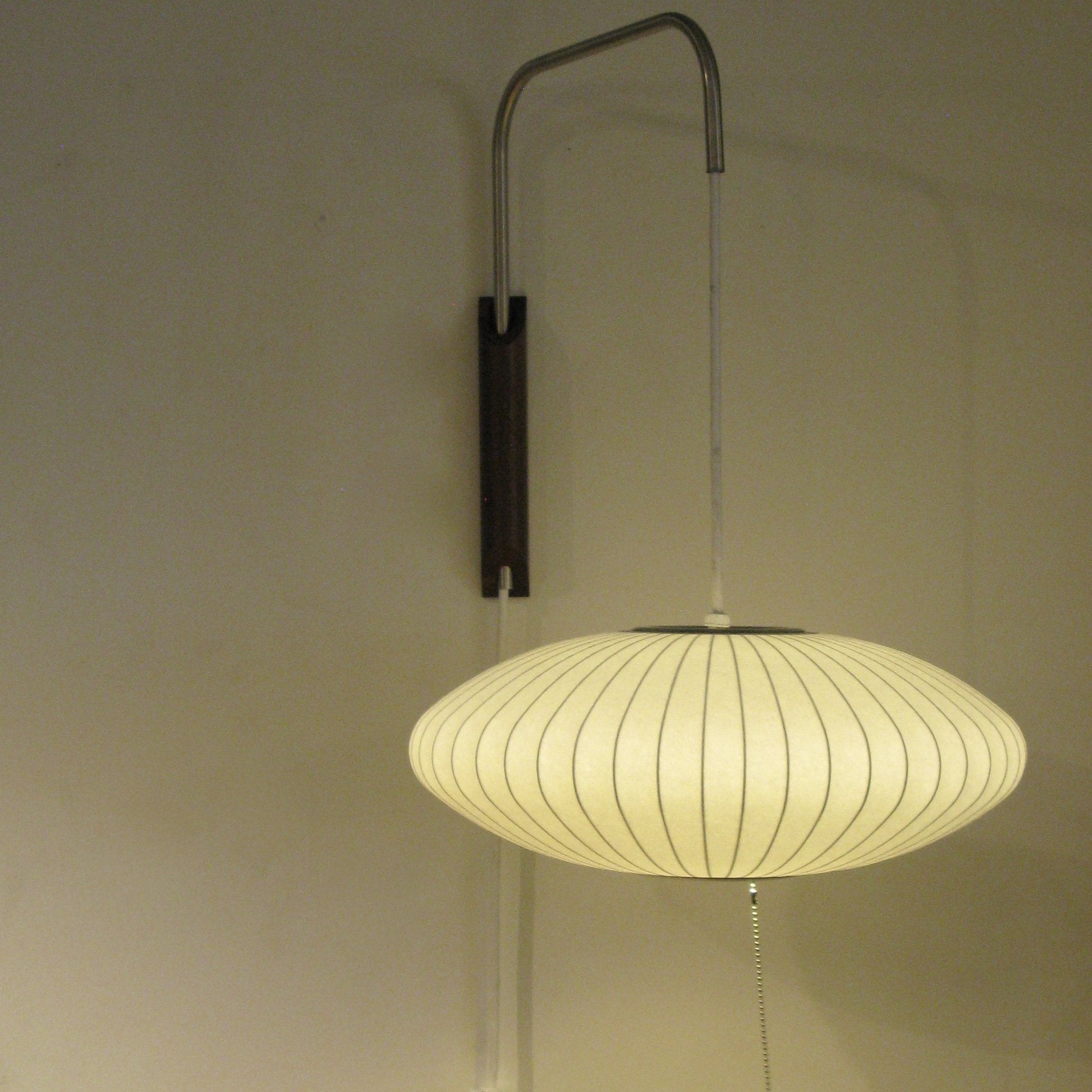 Wandlamp Zijden Kap Walnoot Metaal Wit Woonkamer Slaapkamer | Sansoti